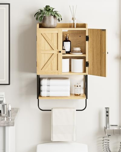 Apetaccat® Bathroom Cabinet Wall Mounted, Wooden Medicine Cupboard with Adjustable Shelves, Space-Saving Wall Storage Unit for Bathroom, Kitchen and Living Room (68.5 x 39 x 18 cm,Countrye Oak)