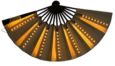 Derwrtup Led Fan - Party Light Up Foldable Hand Fans - Large Handheld FoldingFan - DanceFan - Festival Accessories - For Birthday Party Cosplay Props Performance Wedding Home Decor Night Club Dance