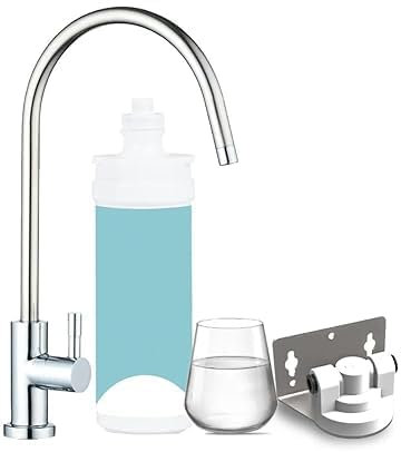 Kit Ultrafiltrazione Acqua Light Blue Small – Acqua Liscia – Filtro Acqua Potabile Antibatterico – Con Istruzioni di Montaggio (KIT FILTRO + RUBINETTO 1 VIA)