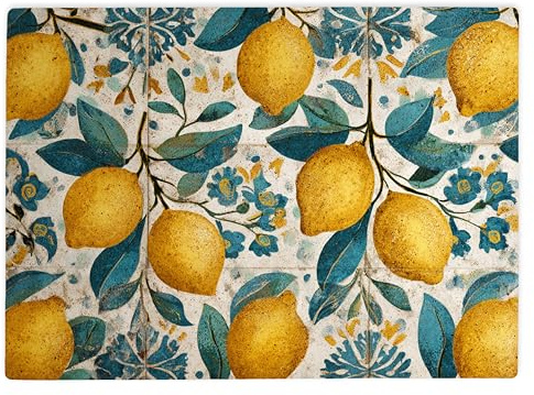Shopagift Lemons Mediterranean Fruit Glass Chopping Board Large Kitchen Worktop Saver 39cm x 28cm