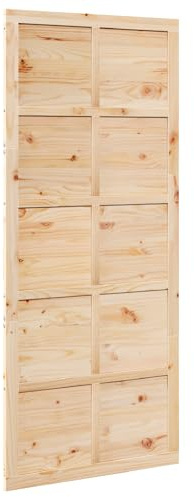 vidaXL Porte de grange Marron 90 x 210 cm Bois massif en pin, Porte de salle à manger rustique, porte coulissante, cloison en bois, déco intérieure, style ferme