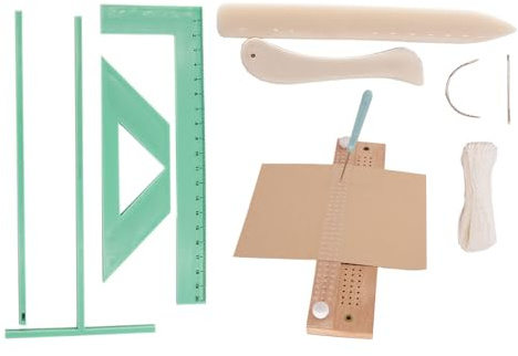 Bucheinband-Set – Stanzwerkzeuge aus Holz, Buchbindungsset | Komplettes Binde-Set mit Nadeln, Wachsband, Knochenmappe und AWL | Für gemachte Bücher
