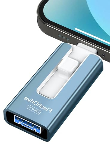 SUDEHO USB-Stick, 32 GB, 4-in-1 USB-Stick für Phone, Android, Tablet & PC – Fotostick externer Speicher für Fotos, Videos und Dateien, Blau