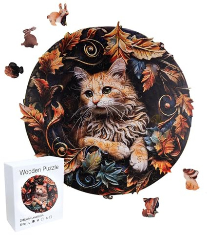 wocpvm Katze Holzpuzzle,Holzpuzzle Erwachsene,Unregelmäßige Formen Holz Puzzle für Heim Dekoration und Geschenke(29 x 29 cm)