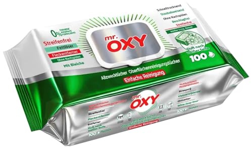 Mr. OXY Maxima Allzweck-Reinigungstücher Streifenfrei, Fettlösend, Schnell Trocknend, Duft nach Weißer Seife – Mit Weißem Essig & Natron – Ohne Nachspülen, Einfache Reinigung (Pack of 1)