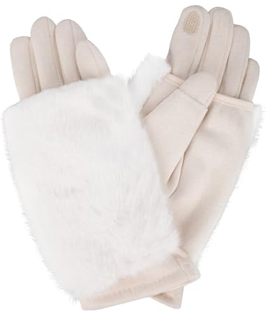 Mikovivi 2-in-1-Handschuhe aus Wildlederimitat, Warme Damenhandschuhe mit Abnehmbaren Gerippten Handgelenkwärmern Handschutz bei Kaltem Wetter für Damen