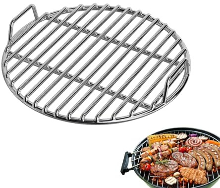 Grillrost Edelstahl Rund, Ø 35cm Edelstahl Kühlgitter Für Kugelgrill, Holzkohlegrill & BBQ, Robuster BBQ Rost, Antihaftbeschichtung Und Hitzebeständig, Leicht Zu Reinigen
