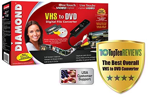 Diamant VC500 Adaptateur One Touch VHS to DVD USB 2.0, Dispositif de numérisation vidéo pour Win7, Win8 et Win10