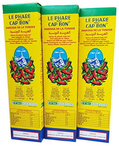 3 pack - LE PHARE CAP BON HARISSA 48x70G tubes HARISSA HOT CHILI SAUCE