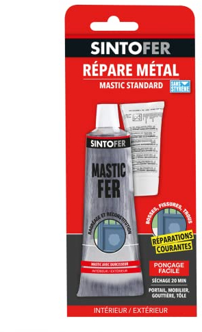 Sinto Répare Métal Standard - 115g - Rebouche, Égalise et Soude à Froid - Séchage Rapide - Tous Types de Métaux - Intérieur et Extérieur [L'emballage peut varier]