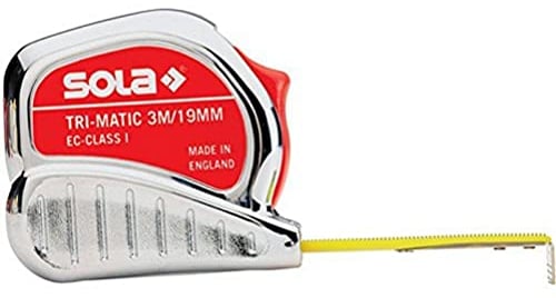 SOLA-MESSWERKZEUGE GMBH & CO ING. GUIDO SCHEYER TM 5/ I Taschenrollbandmaß L.5m B.19mmTri-Matic gelb m.Stopptaste SOLA Genauigk.I