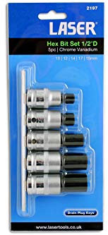 Laser 2197 Hex Socket Bit Set 1/2D 5pc
