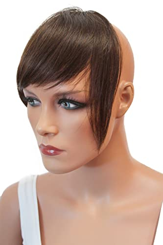 CAISHA 100% ECHTHAAR Pony Haarteil Haarverdichtung Haarverlängerung Dunkelbraun H313f