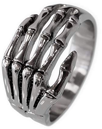 Fly Style Skelett-Knochenhand-Ring aus 316 L Edelstahl, Ring Grösse:22.0 mm