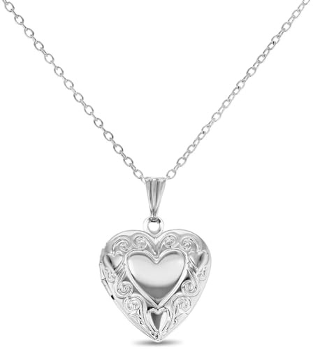 In Season Jewelry Silver Tone Small Love Heart Photo Locket Pendant Necklace Ideal for Toddlers and Little Girls 16 - Classic Tiny Heart Locket Pendant Necklace with 16-inch Chain