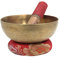 DharmaObjects Tibetische handgehämmerte Klangschalen-Set mit Kissen und Schlegel, Zen, 13 cm