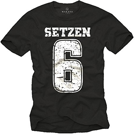 MAKAYA Witziges T-Shirt mit Spruch für Herren Setzen 6 Schwarz Größe S-XXXL