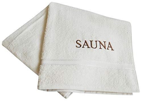 framsohn Walkfrottier- Saunatuch mit Stick Sauna 67 x 200 cm Farbe: Champagne Beige 100% Baumwolle