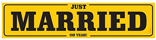 Just Married Car Sign Plate Wedding Car Yellow Black