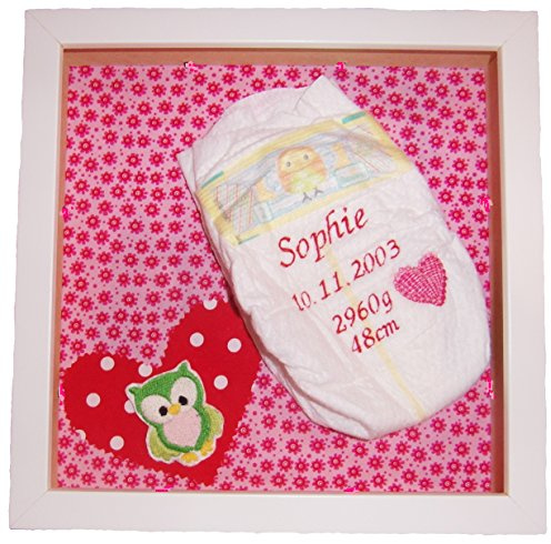 Windel bestickt Geburtsgeschenk Bilderrahmen Personalisiert Taufgeschenk
