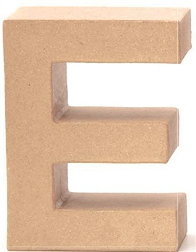 Papp-Buchstabe E 17,5x5,5cm Pappartikel Pappart Bemalen Basteln Dekorieren Braun Pappmaché