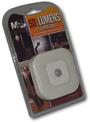 EPOSGEAR Minder Stick-On Adhesive LED Push Button Activated Indoor Light - Perfect for use in Kitchens, Cupboards, Wardrobes, Closets and other low light areas (1 Square with Batteries)