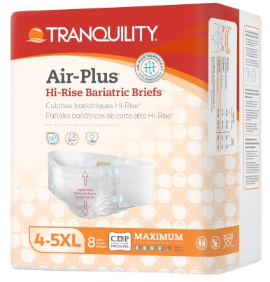 Tranquility air plus breathable briefs, 3xl bariatric, pack/8