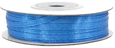 Satinband 3mm x 50m Rolle - FARBAUSWAHL in 3/6/12/18/25/38/50/75/100mm - farbecht & waschbar - Schleifenband für Hochzeit - Geschenkband zum Verpacken Dekorieren Basteln - Mittelblau 366