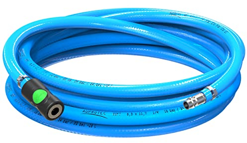 AUPROTEC Druckluftschlauch Set 6mm Ø Innen 15m PVC-Schlauch I Mit Prevost S1 Sicherheits Kupplung für Druckluft-Kompressor I AUPROTEC Kompressorschlauch hochflexibel