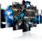 B&D XXL Acrylglasbild Abstrakt 200x100 cm 5 Teilig Wandbild auf Acryl Glasbilder Kunstdruck Moderne Acrylglas Platte Wanddekoration Geschenke Heimdekoration Glasbild Weltkarte Reise Kontinente blau