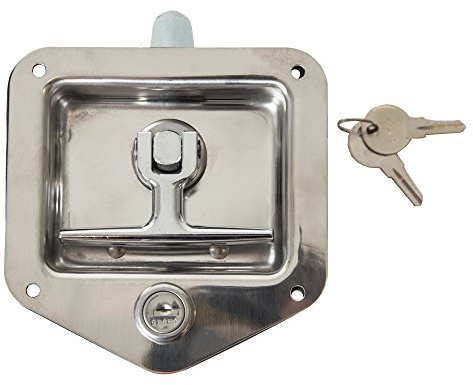 Buyers Products L8815 T-Griffriegel, Verriegelung mit Dichtung, mit 2 Schlüsseln, polierter Edelstahl, für LKW-Bett-Werkzeugkästen, Anhängertüren, Wohnmobile, Wohnmobile, LKW-Kappenriegel
