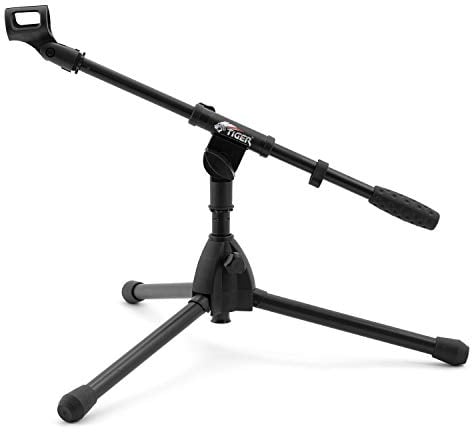 TIGER MCA49-BK Low Level Floor and Desktop Boom Microphone Stand Bass Drum, Guitar Cab, Mic Stand
