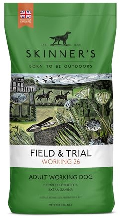 Skinner’s Field & Trial Working 26 – Complete Dry Adult Dog Food, For Active Dogs, Greedy Eaters, High Energy, 15kg