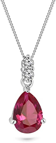 Miore Kette - Halskette Damen Weißgold 9 Karat / 375 Gold Kette Rubin Diamant Brillianten 0.06 ct 45 cm