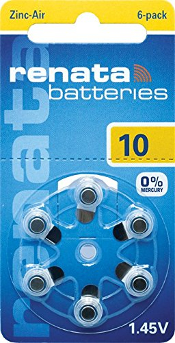 Renata ZA 10 piles auditives batterie – 6 (1 carte de 6 piles)