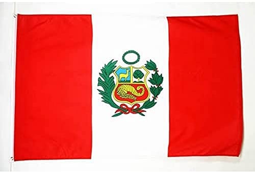 AZ FLAG - Flagge Peru - 90x60 cm - Peruanische Fahne 100% Polyester mit Messing-Ösen - 50g