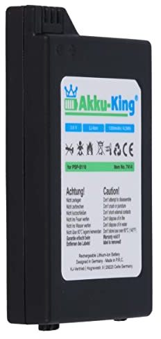 Akku-King Akku kompatibel mit Sony PSP-S110 - Li-Ion 1200mAh - für PlayStation Portable Lite, Slim & Lite PSP2000, PSP 3000 Brite, PSP3004 (2. Generation)
