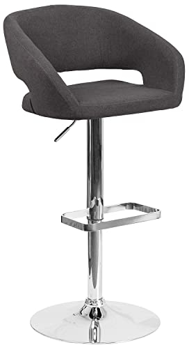 Flash Furniture Barhocker mit Rückenlehne – gepolsterter Barstuhl für den Innenbereich – Tresenstuhl ideal für die Küchentheke – Dunkelgrau