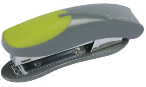Q-Connect Mini Plastic Stapler Grey/Green (Capacity: 12 sheets of 80gsm paper) KF00991