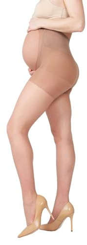 MeMoi Women's Light Support Maternity Tights with Extra Large Waist Honey Medium/Large
