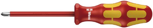 Wera 05006160001 165 I Pz Vde Insulated Screwdriver for Pz Phillips Screws, 0 x 80 mm, Red/Yellow