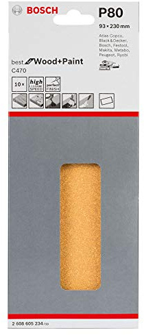 Bosch Schleifblatt C470 Best for Wood+Paint 93x230mm Korn 80, 10 Stk.