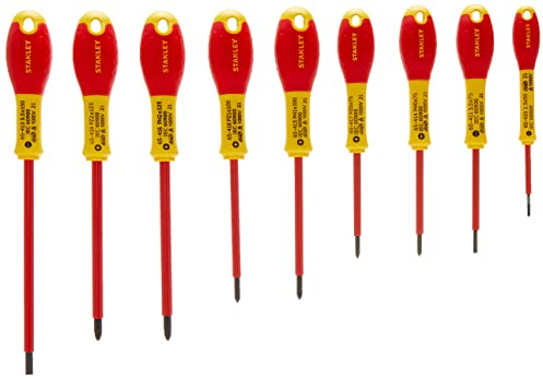 STANLEY FATMAX 0-62-573 - Juego de 10 Destornilladores aislados FatMax, Puntas Plana, Pozidrivee y Phillips