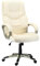 HOMCOM Office Chair, Computer Desk Chair, Faux Leather Swivel Chair with Adjustable Height, Padded Seat and Rolling Wheels for Home Study and Work, Cream White