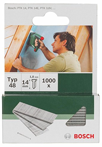 Bosch 1000x Clavo de Tipo 48 (para Madera, Longitud 14 mm, Anchura 1,8 mm, Accesorios Grapadora Manual)