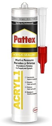 Pattex Sigillante Acrilico Acril One, Poliacrilico in Dispersione Acquosa, Effetto Intonaco, Finitura Ruvida, Uso Interno ed Esterno, Senza Solventi, Aderisce anche su Superfici Umide, Grigio, 300ml