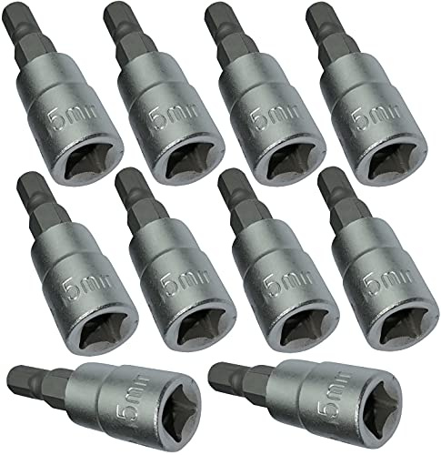 Aerzetix - Lot de 10 - Embout de vissage Allen 6 pans 5mm - Douille carré 1/4 - C2073