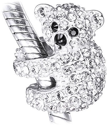 LSDesigns Koalabär Charm, 925 Sterling silber, passend für Pandora Moments Armbänder und Halsketten - Weiß Bär