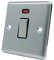 AET CSC20ASWIBS Satin Chrome Classical 20A DP Black Insert Metal Rocker Switch-20 Amp Double Pole Switch w/Neon Indicator