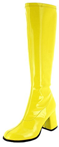 Das Kostümland Gogo Damen Retro Lackstiefel - Gelb Gr. 43 - Tolle Schuhe zur 70er 80er Jahre Disco Hippie Mottoparty